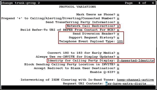 On Page 4: Set the Network Call Redirection field to y.