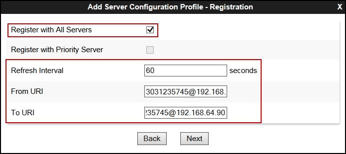 Click Next on the Add Server Configuration Profile - Heartbeat window (not shown). On the Add Server Configuration Profile - Registration window: Check the Register with ALL Servers box.