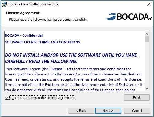 License Agreement Carefully review and accept the terms of the license agreement then
