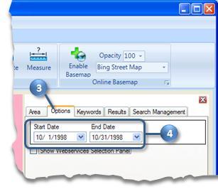 Figure 5 Choosing a date range Tip You could restrict your search to specific data sources on the Options tab, but for this walkthrough, we ll use the default which is to search all data sources.