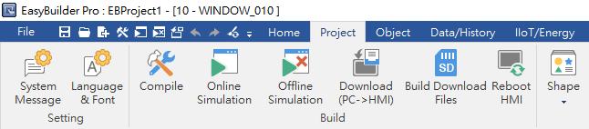 5. How to Load a Project via USB Drive (USB Drive ->HMI) Step 1. Use [Build Download Files] function to build *.