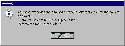 If an incorrect password is sent to the module the following screen is displayed:- The module will allow three attempts to enter the PIN number If this is exceeded it will stop responding to attempts