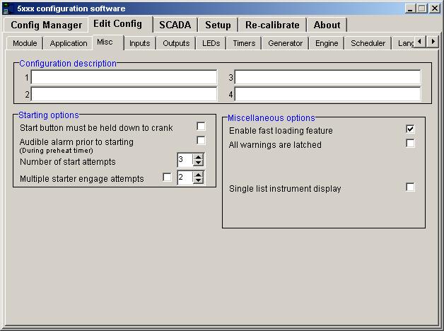 5.3 MISC This menu allows the user to change the nominal operating parameters and also select the modules special operating modes, according to individual requirements.