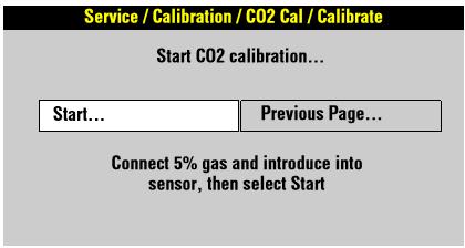 4. Connect the calibration gas canister to the front panel CO2 connector