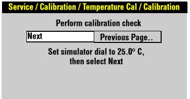 6. Connect the temperature sensor to the device and selected the Start button as shown below. 7. After NEXT is selected, the test, CALIBRATING.
