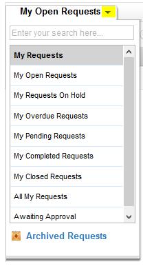 How to View Requests/Tickets you have Submitted 1. Click on the Requests tab on the top menu next to the home button. 2.