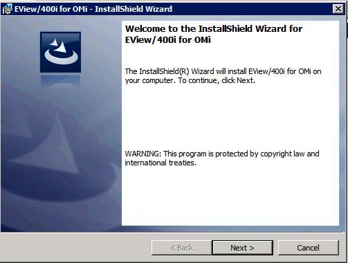 Install EView/400i on a Proxy Server with Windows The EView/400i installation program is run as an executable on the EView proxy server. Installation Steps 1.