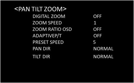 DIGITAL ZOOM: Set to DIGITAL ZOOM ON, 12X digital zoom is activated. You can set digital zoom to ON or OFF. When set to OFF, digital zoom does not operate, and only optical zoom is available.