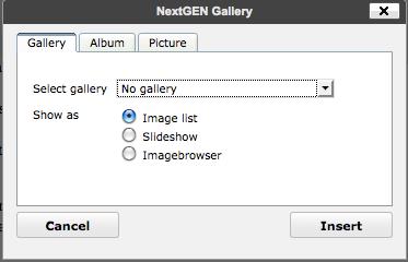 Dropping a Gallery into a Page or Post You have the ability to put a gallery into a page or post. (See the Past Events page, http://imageryinternational.org/past- events/, for an example of this.