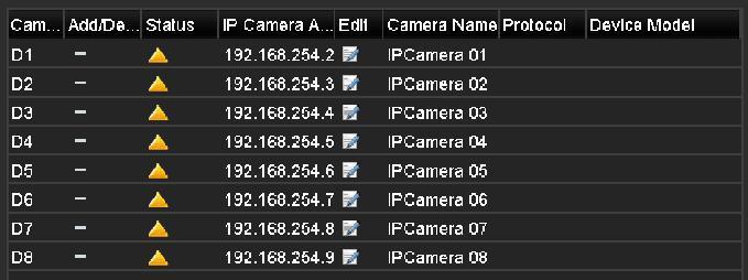 As for NR30P4-4 NVR, when you want to connect 1 online camera and connect 3 network cameras via PoE interfaces, you must disable 1 PoE interface in the Edit IP camera panel.