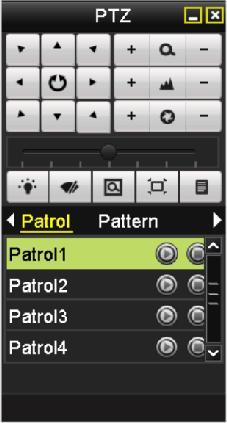 Figure 4. 9 PTZ Toolbar- Patrol 4.2.5 Customizing Patterns Purpose: Patterns can be set by recording the movement of the PTZ.