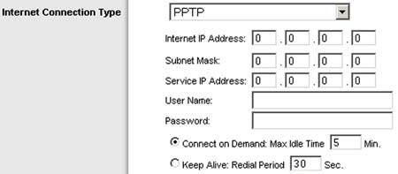 PPTP. Point-to-Point Tunneling Protocol (PPTP) is a service that applies to connections in Europe only. Specify Internet IP Address. This is the Router s IP address, as seen from the Internet.