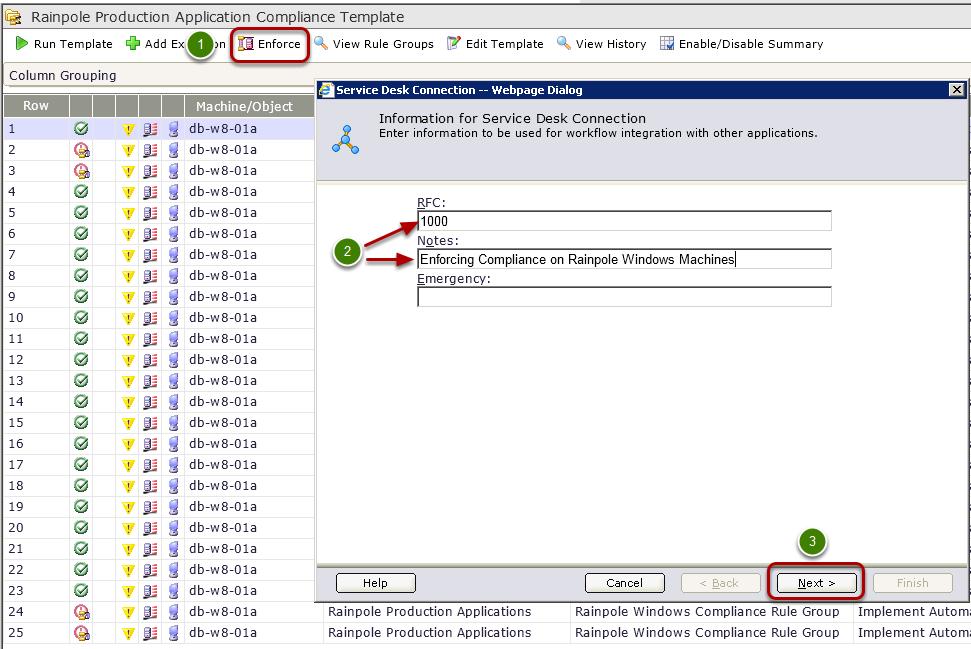 Enforce Changes Through vcenter Configuration Manager Now bring items into compliance by leveraging the vcenter Configuration Manager agent installed in the target machine.
