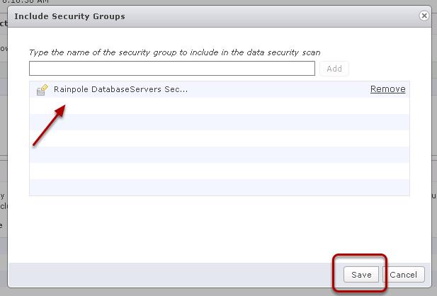 Save the Parameters Defined for the Scan The security group appears in the list.