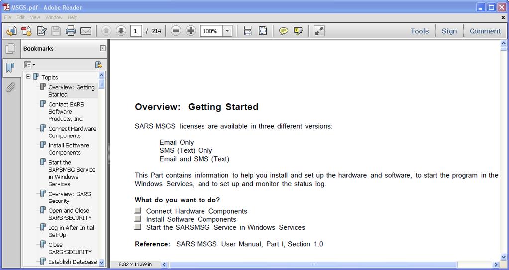 SARS Messages User Manual Appendices i APPENDIX A HELP FILE The Help feature is a convenient and quick way to obtain more information about SARS Messages topics.