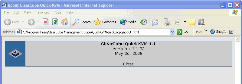 Figure 25 About Quick KVM Window Quick KVM Help Right-click the Quick KVM icon in the system tray.