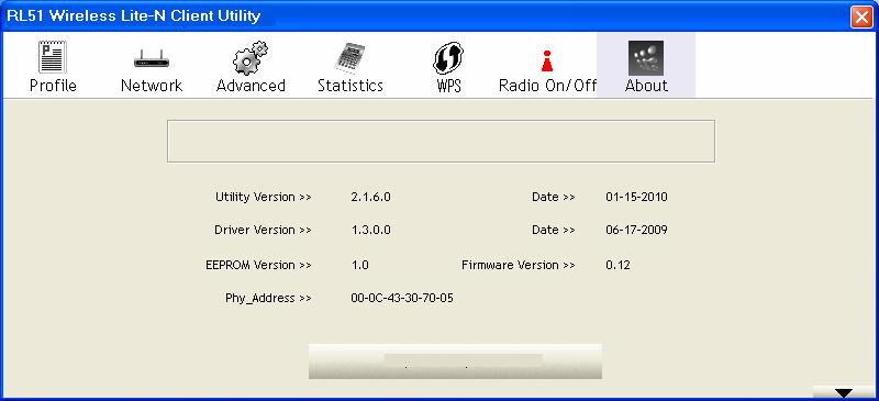 3.1.7 About Click the About tab of the Utility and you will see the following screen with some information about this adapter. Figure 3-12 About Utility Version - The version of this utility.