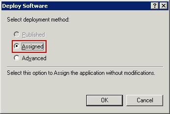Select Assigned, and then click OK. Figure 71: Deploy Software You have now created and assigned the Package Object. 7. Right-click on the Package Object, and then select Properties.