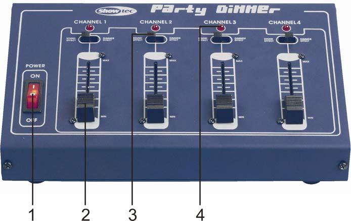 Description of the device Features The Party Dimmer 4 is a 4 Channel Dimming Pack from Showtec.
