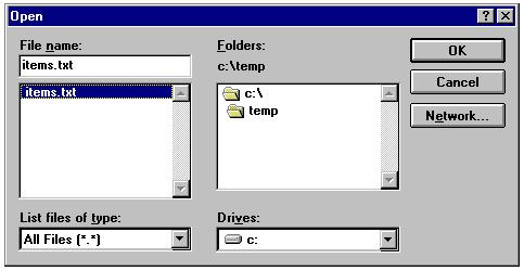 TRA-SER for Windows ~ Link Reference 3. The Open dialog box is displayed.