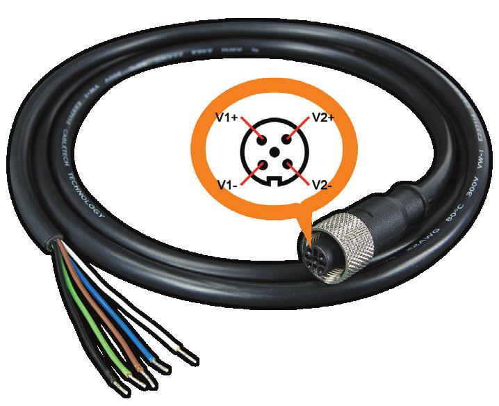 4. M12 DC Power Cable Pin Assignment The front panel of the Industrial Managed Switch provides one M12 A-coded
