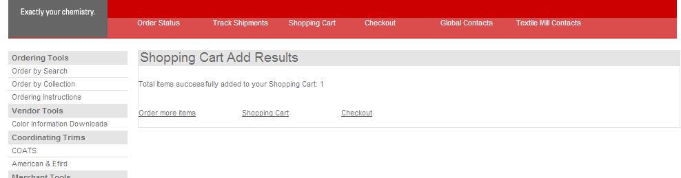 9. To view the shopping cart, click the link that says "Shopping Cart" on the results page or on the top