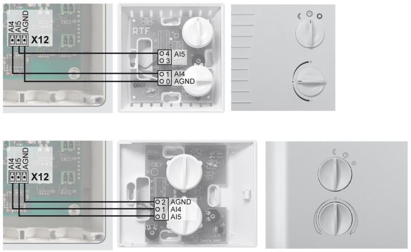 Room temperature setting (X12) If a room temperature switch is used to regulate floor heating, it must be connected with the module according to the following connector layout at X12.