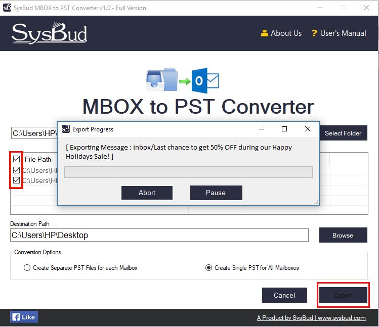 Steps to convert MBOX to PST format Step 4: Choose