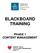 BLACKBOARD TRAINING PHASE 1 CONTENT MANAGEMENT. Popular Topics Part 2 Content Management, page 8-17