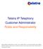 Telstra IP Telephony Customer Administrator Roles and Responsibility