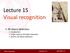 Lecture 15 Visual recognition