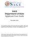 SAGE Department of State Applicant User Guide