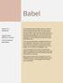 Babel. Version /01/24. Original author Johannes L. Braams. Current maintainer Javier Bezos