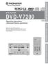 DVD PLAYER DVD-V7200. Operating Instructions (Advanced Feature operations) ADVANCED FEATURE MENU DVD VIDEO BLACKBOARD BARCODE/COMAND STACK NTSC