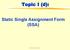 Topic I (d): Static Single Assignment Form (SSA)