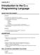 Introduction to the C++ Programming Language