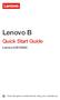 Lenovo B. Quick Start Guide. Lenovo A2016b30. Read this guide carefully before using your smartphone.
