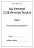 My Personal GCSE Revision Tracker