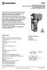 3/2 Directional control valves Indirect controlled solenoid operated poppet valves Internal thread G1/2, 1/2 NPT or flanged with NAMUR interface