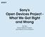 Sony s Open Devices Project. Goals Achievements. What went right? What went wrong? Lessons learned