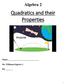 Quadratics and their Properties