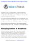 Managing Content in WordPress
