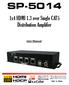 SP x4 HDMI 1.3 over Single CAT5 Distribution Amplifier. User Manual. Made in Taiwan