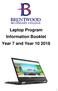 Laptop Program Information Booklet Year 7 and Year