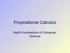 Propositional Calculus. Math Foundations of Computer Science
