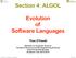 Section 4: ALGOL. Evolution of Software Languages