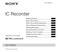 IC Recorder. Operating Instructions Sony Corporation ICD-PX (1)