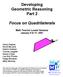 Developing Geometric Reasoning Part 2. Focus on Quadrilaterals