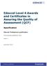 Edexcel Level 4 Awards and Certificates in Assuring the Quality of Assessment (QCF)