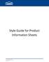 Style Guide for Product Information Sheets